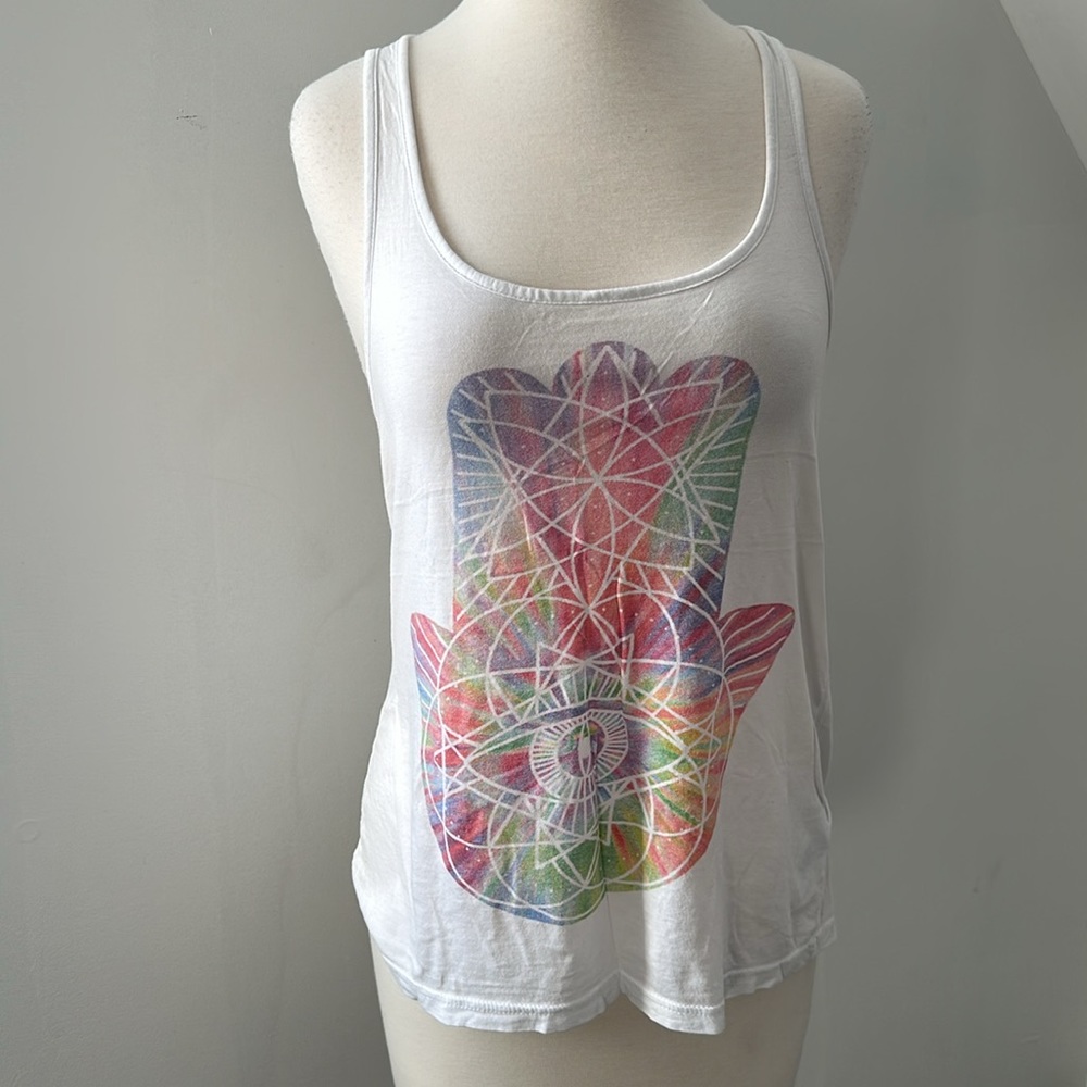 iAmVibes • Kaleidoscope Hamsa Hand Tank Top • Yoga Tank • Size Small